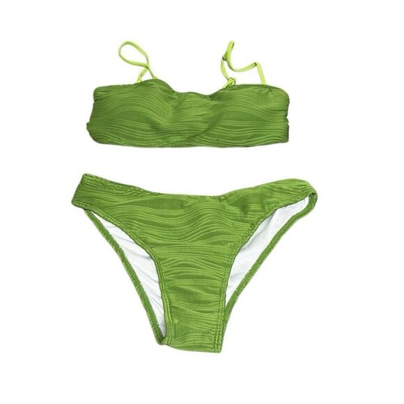 ZAFUL Green Convertible Textured Bikini 2 Piece Cheeky Bathing Suit Sz 4 NEW - Picture 1 of 8
